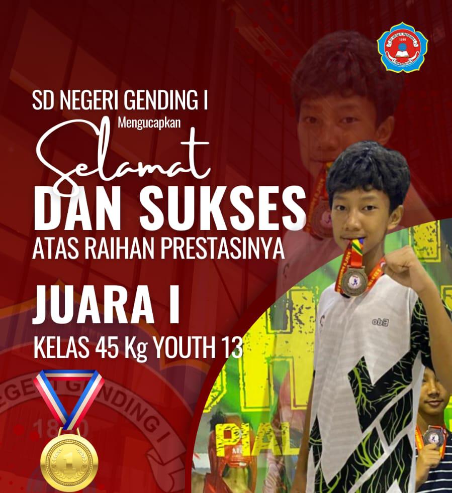 Muhammad Kim Azka Raih Juara I Kejuaraan Provinsi Muay Thai Jawa Timur 2024
